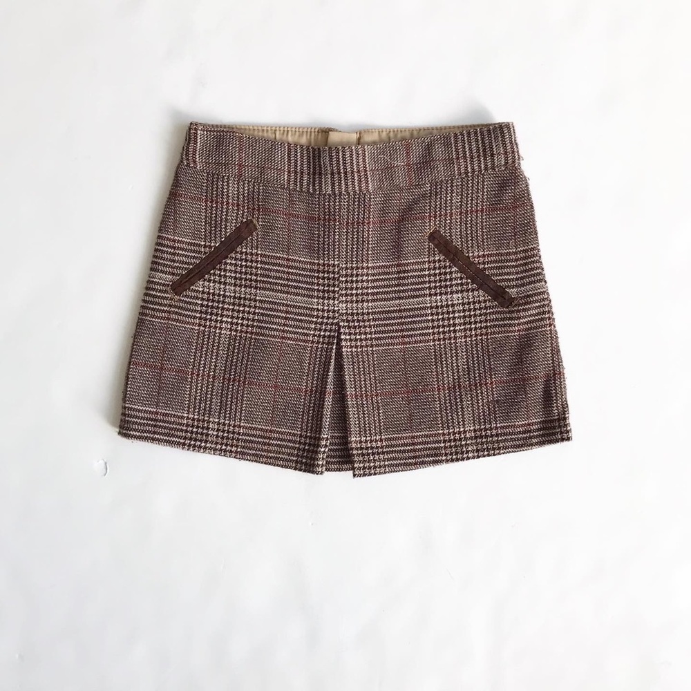 Brown plaid pleaded skirt EUC fits like 5T